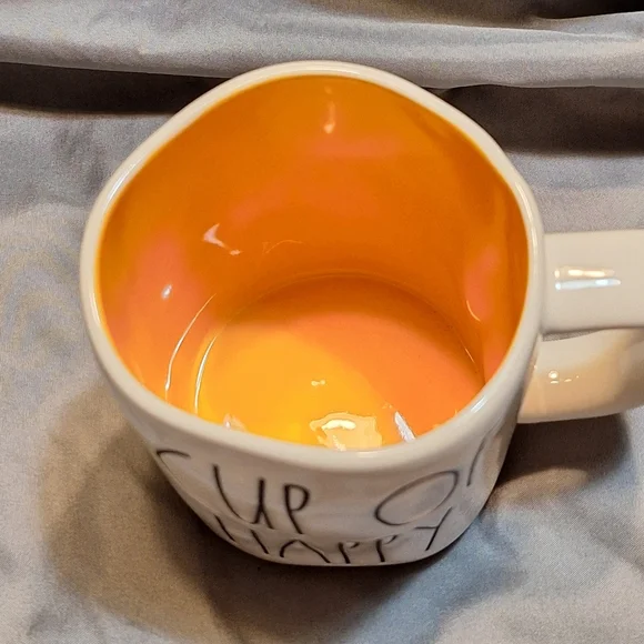 Rae Dunn White and Orange "Cup Of Happy" Collectible Coffee Mug - Picture 5 of 7
